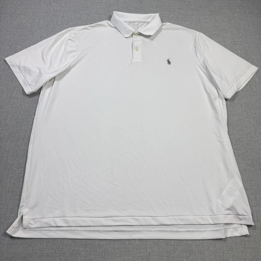 Polo Ralph Lauren Performance Golf Polo Shirt Mens Large White Polyester Spandex